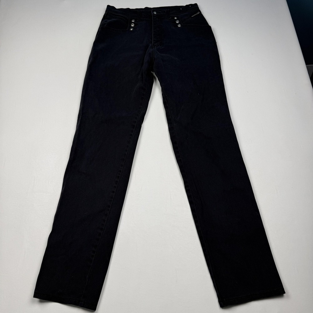 Western Ethics Jeans Womens 14 Black High Rise Straight Stretch Denim Rhinestone